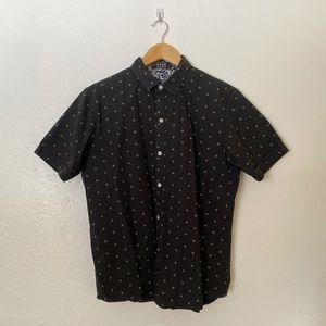 SSLR Black Anchor Short Sleeve Button Down Cotton Shirt - Medium